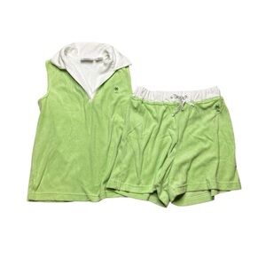 🌴✨Vintage Delicates‎ Spa Terrycloth Set Green & White Palm Tree Small✨🌴